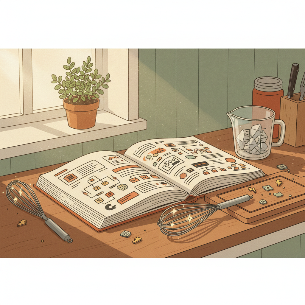 Cover illustration for NK’s AI Cookbook v2 — principles and tactics for AI-driven development at scale